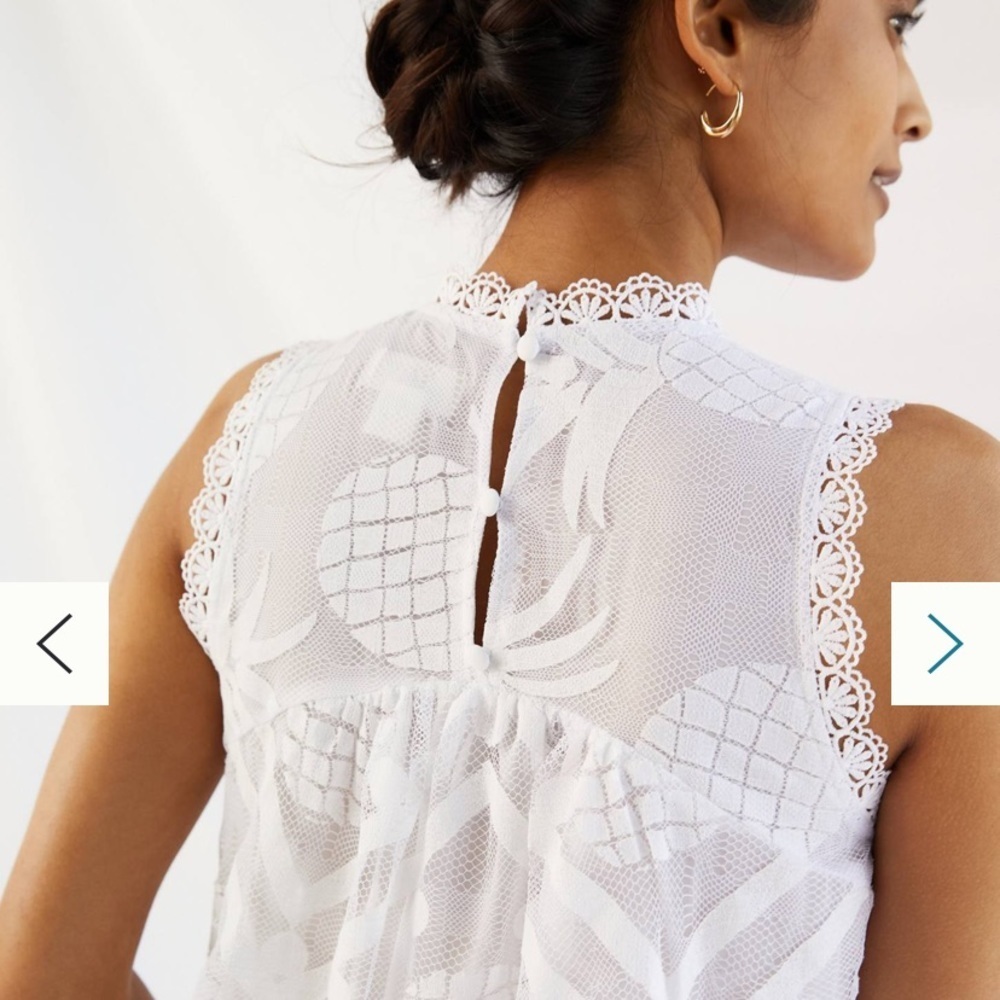 Anthropologie Maeve lace pineapple top new white - Picture 4 of 8
